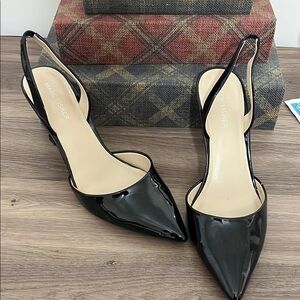 Marc Fisher Black Patent Leather Slingback Heels